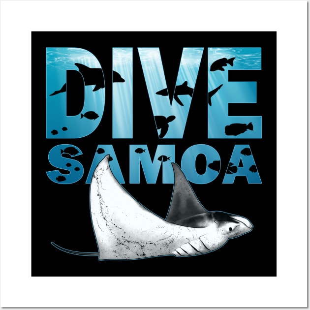 Giant Manta Ray Dive Samoa Wall Art by NicGrayTees